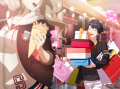 Happy Shopping Morgana on a shopping trip with Ann. He's stuck carrying the bags, but he looks so happy.