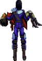 Sprite of the Protagonist holding the Heroine in his arms from Majin Tensei.