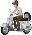 The protagonist's scooter