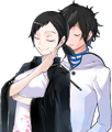Fumi Kanno (Laughing) with the Protagonist