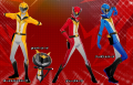 Ryuji Sakamoto, Morgana, Ren Amamiya and Yusuke Kitagawa's Neo Featherman Again costumes in Persona 5: Dancing in Starlight
