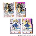 Original non-holographic cards (left) and new holographic cards (right) of Metatron and Alice