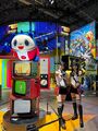 TV stack with Teddie and Marie booth attendants