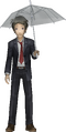 Adachi with an umbrella