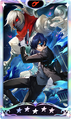Card graphic of butler Makoto Yuki with Orpheus from Persona 5: The Phantom X