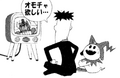 Illustration of Jack Frost and Kazuma Kaneko watching Transformers: Beast Wars from "Kazuma Deluxe" Vol. 7