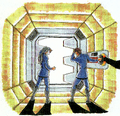 The Hero and Friend opening Keihin Shelter No. 3's doors