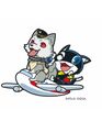 Koromaru and Morgana on an airplane, artwork made for the concert in Taiwan