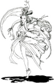 Artwork of Amaterasu, this design however was used on Ame-no-Uzume in the final game
