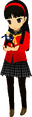 Model holding Kanji Tatsumi