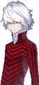 Serious blinking portrait graphic of the Anguished One from Devil Survivor 2