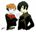 Artwork of the male and female protagonists, by Shigenori Soejima