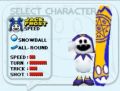 Screenshot of Jack Frost's model and stats in SBK: Snowboard Kids