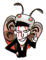 Illustration of Mothman biting Kazuma Kaneko from a magazine column