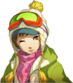 Chie's wincing skiing portrait
