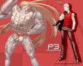 Wallpaper showing Akihiko Sanada and his persona, Polydeuces.