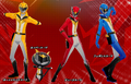 Ryuji Sakamoto, Morgana, Ren Amamiya and Yusuke Kitagawa's Neo Featherman Again costumes