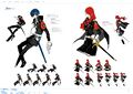 Preview page the protagonist and Mitsuru's battle gear sketches from Amazon Japan
