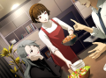 A Harmonious Dream Makoto preparing to eat with her family. Her father is probably talking about the values of justice.