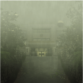 Yasogami High School on a rainy foggy day
