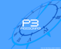 Wallpaper showing the Persona 3 logo in front of a clock, a recurring image in the game.