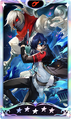 Card graphic of Makoto Yuki with Orpheus from Persona 5: The Phantom X