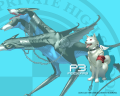 Wallpaper showing Koromaru and his persona, Cerberus.