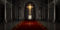 The Messian Church's background graphic from the PlayStation version of Shin Megami Tensei