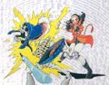 Artwork of the Heroine attacking with magic from the game manual