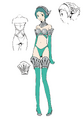 Fuuka's Green High-Cut Armor Concept Art