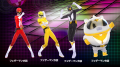 Yu Narukami, Yosuke Hanamura, Kanji Tatsumi and Teddie's Neo Featherman costumes in Persona 4: Dancing All Night