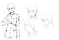 Protagonist's b&w concept art