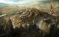 Concept art of a view of Mikado from the roof of Mikado Castle