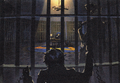 Concept artwork titled "Velvet Room 1" for Persona 5