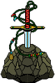 Unused sprite of a sword in a rock