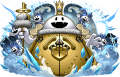 PAD collab artwork of King Frost with multiple Jack Frosts