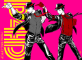 Saito's commemorative artwork for the release of Adachi's DLC, titled "This is a real 'Dancing' Line of Investigation!" Features Dojima and Adachi doing a pose from MJ's "Black or White" music video