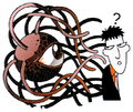 Illustration of Backbeard haunting Kazuma Kaneko from a magazine column
