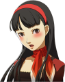 Yukiko's shocked blush winter clothes portrait
