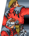 Graphic depicting Yoshio Nishino with Isamu Yamase from the opening of the game