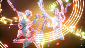Orpheus and Apsaras dancing together