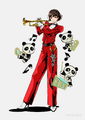 Makoto playing the trumpet
