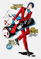 Yusuke with a bass guitar case