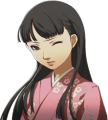 Yukiko's wincing ryokan kimono portrait