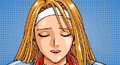Smiling portrait with eyes closed as a Devil Buster