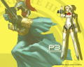 Wallpaper showing Aigis and her persona, Palladion.